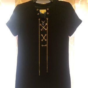 MK Black t shirt style dress with gold chain